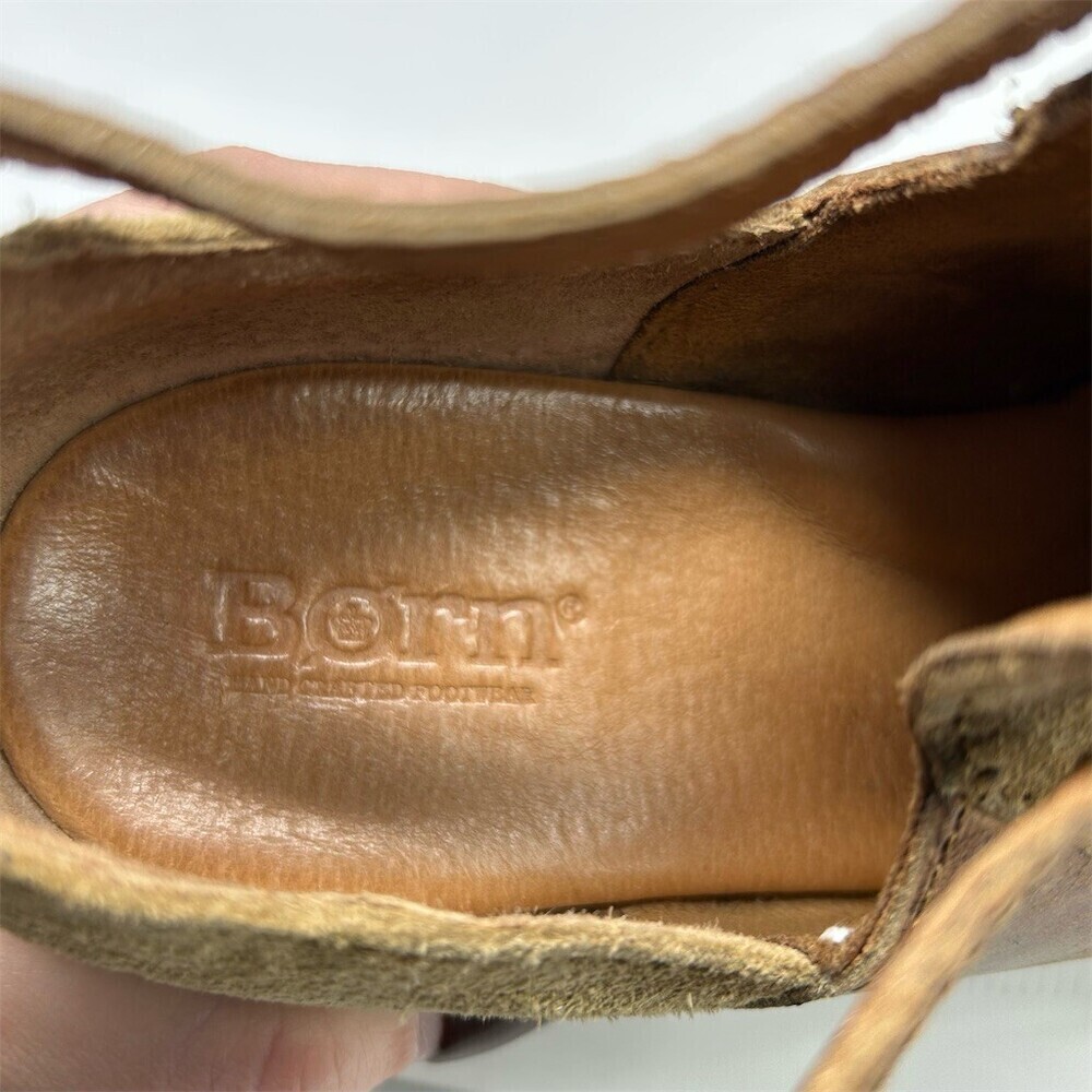 Born Carin Ankle Booties Womens Size 7M Taupe Brown Tan Buckle Block Heel - Picture 12 of 12